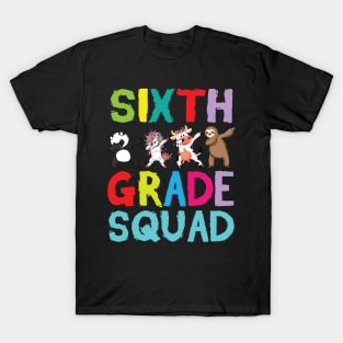 Animals Students Dabbing Back To School Sixth Grade Squad T-Shirt